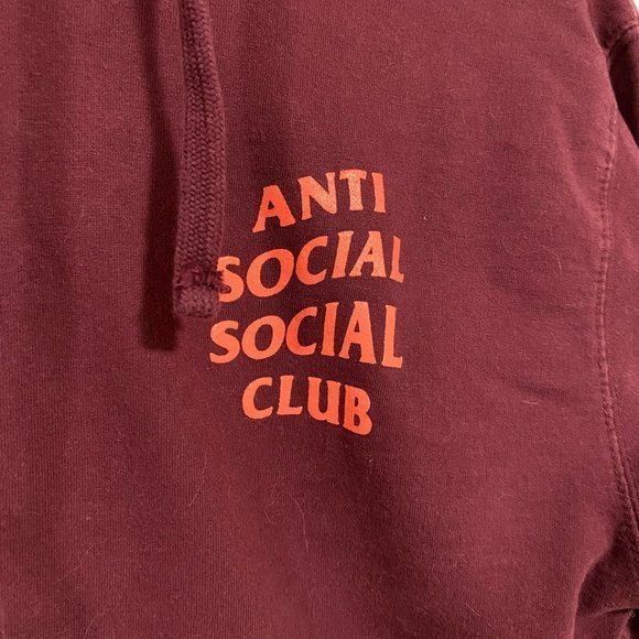 Anti Social Social Club Lost Feelies Maroon Hoodie Size Small - Picture 2 of 8
